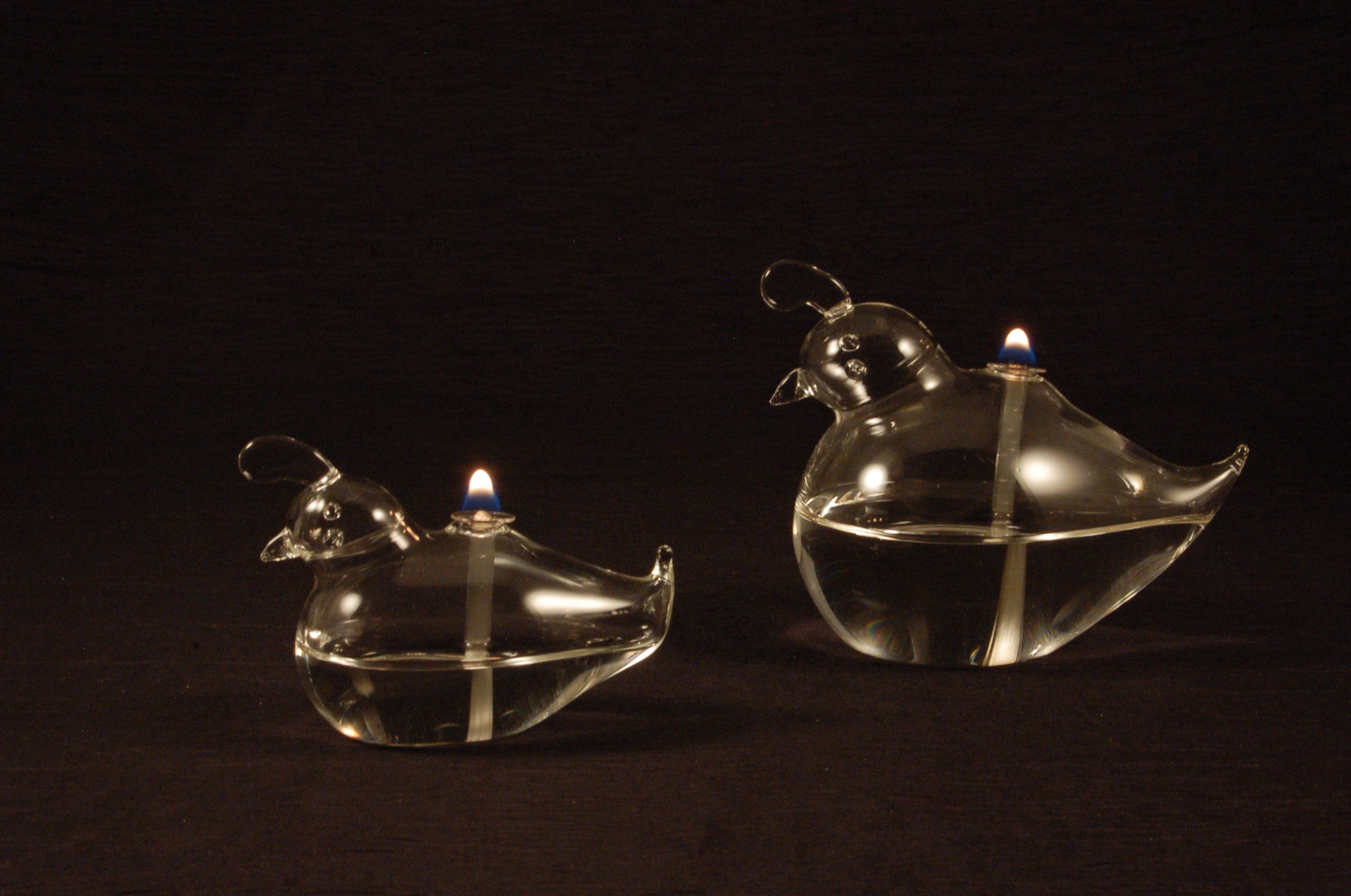 Quail and Baby Quail Oil Lamps